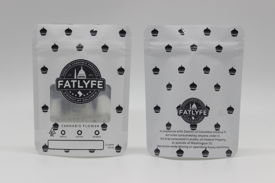 Buy Stand Up Mylar weed Bags Zipper Weed Packaging Pouch With Clear Window online manufacture