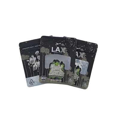 Buy Black Standing Mylar weed Bags Three Side Seal With Open Window online manufacture