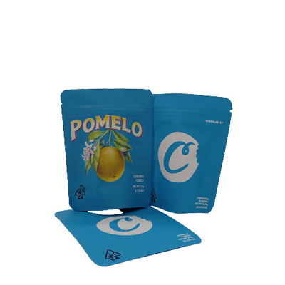 Buy Snack 300g Stand Up Pouches Blue Mylar weed Bags With Zipper Lock online manufacture