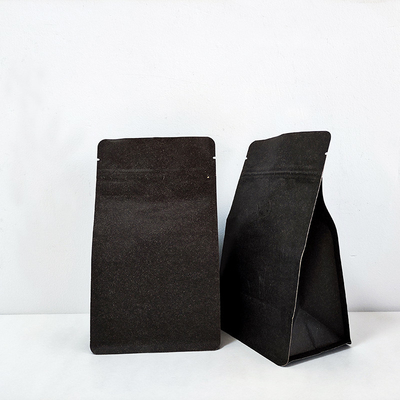 Buy Zip Lock Flat Bottom Pouch Coffee Food Packing Kraft Paper Doypack Bag With Valve online manufacture