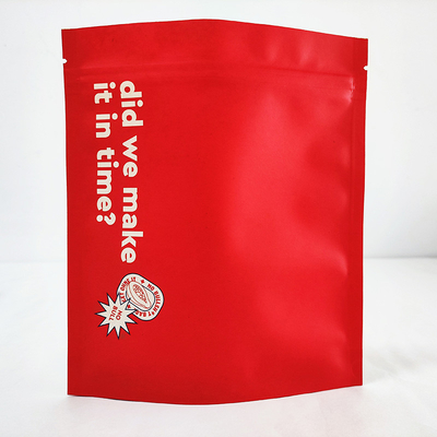 Buy Red color printing Biodegradable Kraft paper Standing Zip Lock Pouch coffee Beans Tea food packing bags online manufacture