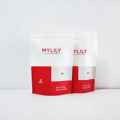 Buy White Matte / Glossy ziplockk Biodegradable Stand Up Pouches Food Packing Waterproof online manufacture