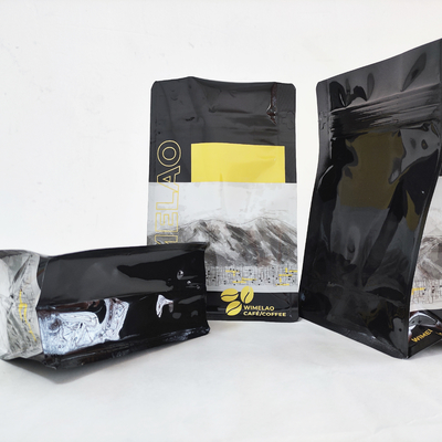 Buy Spot UV Aluminum Foil Coffee Bean Packaging Pouches Flat Bottom With Valve online manufacture