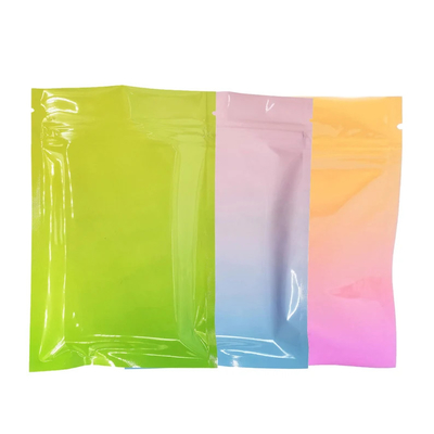 Buy Food Grade Snack 3 Side Sealed Bags Zipper Gradient Color Rainbow Colorful online manufacture