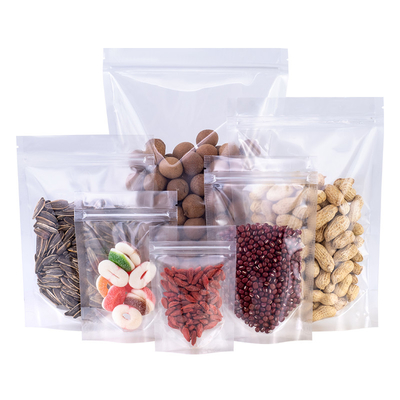 Buy Transparent Stand Up Mylar Bags Food Clear Resealable ziplockk Bags online manufacture