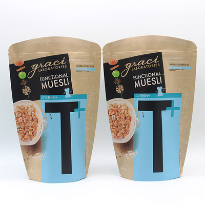 Buy Custom Kraft Paper Foil Bag Food Grade Aluminum Foil Stand Up Tea Packaging Pouch online manufacture