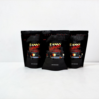 Buy Black Matte Mylar weed Bags Zipper Lock Cookie Smell Proof Stand Up Pouch 3.5g 7g online manufacture