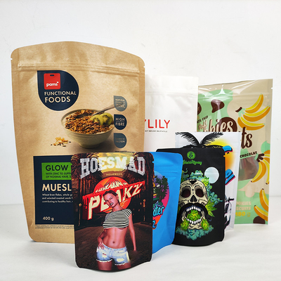 Buy Colored Plastic 3.5g Resealable Mylar ziplockk Bags Custom Printed Dry Food Packaging Bags online manufacture