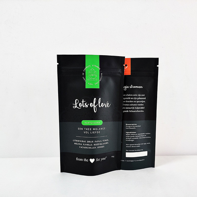 Buy Plastic Custom Stand Up Bag Gravure Printing Zipper Tea Packing Pouch online manufacture