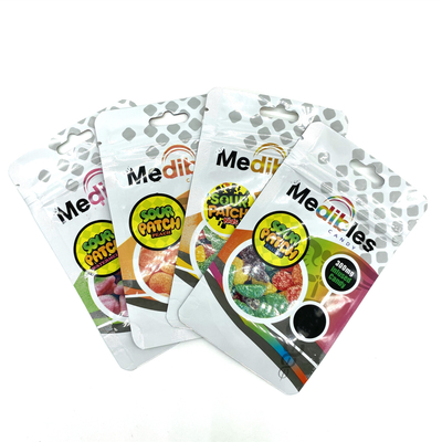 Buy Gummies 300mg Three Side Seal Bag Biodegradable ziplockk Plastic Bags With Handle Hole online manufacture