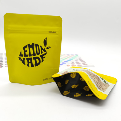 Buy Customized Print Zipper Packaging Pouch Yellow Stand Up Bags With Tear Notch online manufacture
