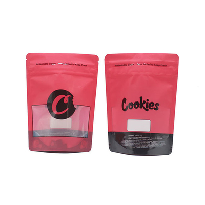 Buy Logo Printing Resealable Mylar ziplockk Bags Pink Color 3.5g With Clear Window online manufacture