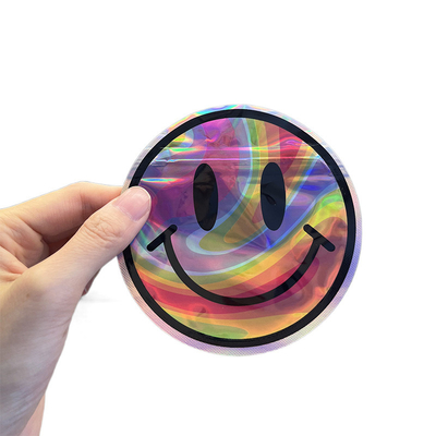 Buy Unique Irregular Shaped Bag Smile Shaped Mylar Zipper Bag For Weed online manufacture