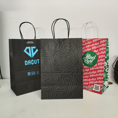 Buy weed Flower Paper Shopping Bag Flat Bottom Packaging Bag With Handle online manufacture