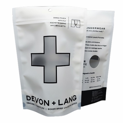 Buy Plastic Mylar Stand Up Pouch Underpants Clothes Packaging Pouch With Window online manufacture