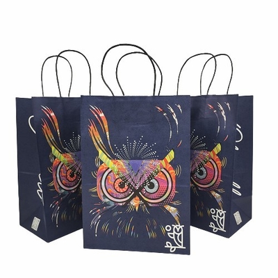 Buy Kraft Paper Flat Bottom Shopping Bag CBD Flower Packaging With Ring Handle online manufacture