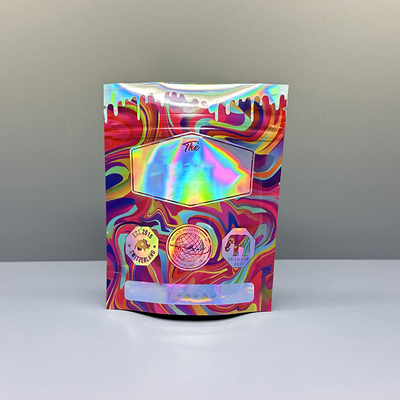 Buy 3.5g Mylar Holographic Bags Doypack With Zipper For Weed Flower online manufacture