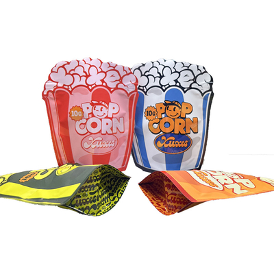 Buy Popcorn Shape Mylar Stand Up Pouch Custom Irregular Shape Ziplock Top online manufacture