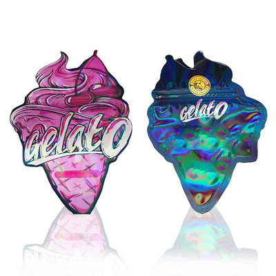 Buy Ice Cream Shape Custom Die Cut Bags All Colors Support Printing With Zipper Top online manufacture