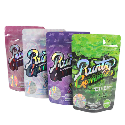 Buy PET Ziplock Stand Up Pouch Holographic Glossy Surface Packaging online manufacture