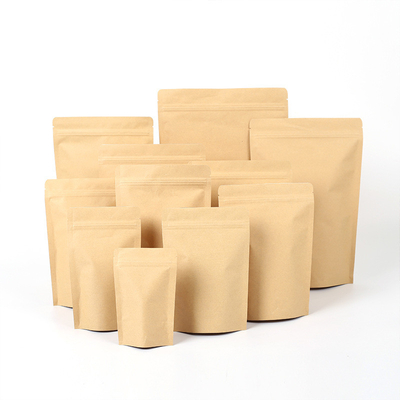 Buy Recyclable Compostable Biodegradable Stand Up Pouches Kraft Paper Zipper Bag 70g online manufacture