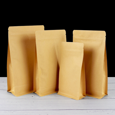 Buy 130 Mico Thickness Biodegradable Stand Up Pouches Paper Flat Bottom Bags online manufacture