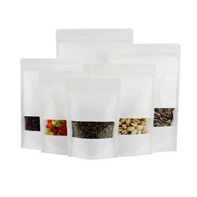 Buy White Paper Biodegradable Stand Up Pouches Bags Doypack With Matte Surface online manufacture