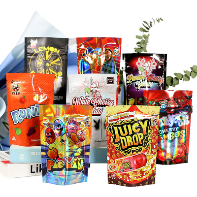 Buy Heat Seal Resealable Mylar Bag, Custom Zipper Holographic Stand Up Pouch online manufacture