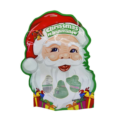 Buy Special Shaped Plastic Mylar Bag With Zipper, Customised Christmas Packaging Bag online manufacture