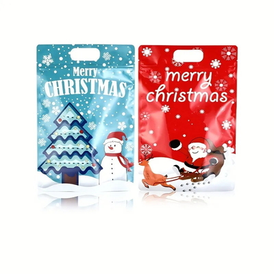 Buy Christmas Stand Up Pouch With Handle, Snack Zipper Packaging Bag With Window online manufacture