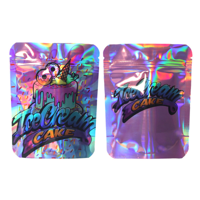 Buy Customized Color Holographic Stand Up Pouch Matte Tear Notch With Zipper online manufacture