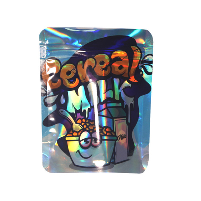 Buy Holographic Effect Stand Up Pouch Matte Tear Notch Bag With Zipper online manufacture