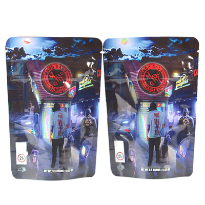 Buy Customized Logo Aluminum Foil Stand Up Pouch Zip Lock Holographic Resealable Pouch online manufacture