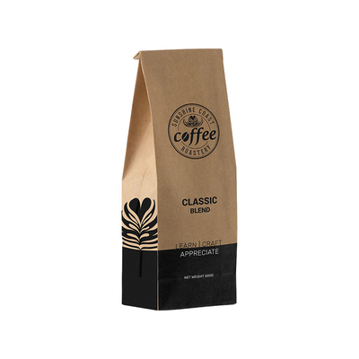 Buy Printed Kraft Paper Biodegradable PLA Flat Bottom Bag Stand Up Pouch With Zip Lock Valve online manufacture