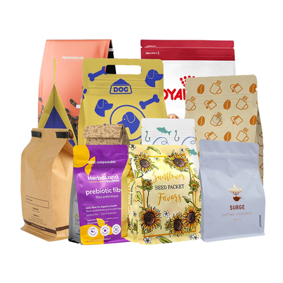 Buy Heat Sealed Biodegradable Kraft Paper Bag Side Guesst Bottom Bag Coffee Packaging Bag online manufacture