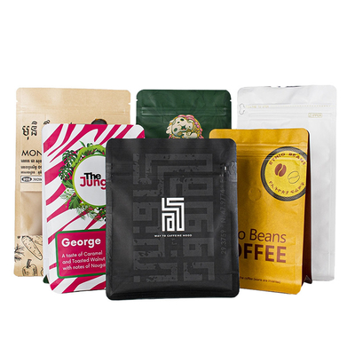 Buy Custom Zipper Kraft Paper Laminated Film Coffee Bag Zip Square Bottom Bag For Coffee Bean online manufacture