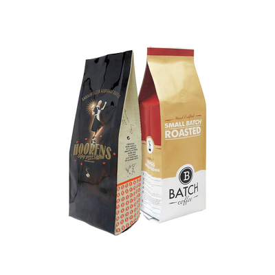 Buy Glossy Gold Metallic Custom Printed Pouches 1kg Coffee Side Gueest Pouches Customized Heat Seal Coffee Stand Up Pouch online manufacture