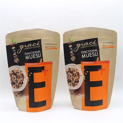 Buy Resealable Kraft Stand Up Pouches Gravure Printed 4oz Brown Paper Coffee Bags online manufacture