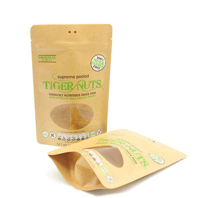 Buy ODM Biodegradable Stand Up Pouches Zipper Top Kraft Window Bags online manufacture
