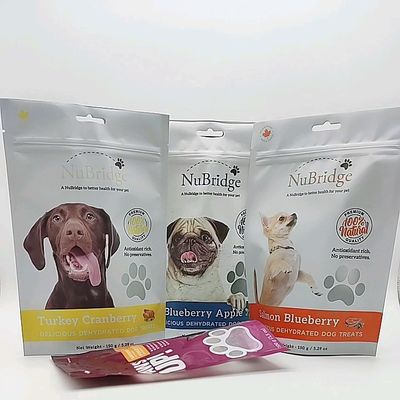 Buy CMYK Print Resealable Paper Pouches Tear Notch Dog Treat Packaging online manufacture