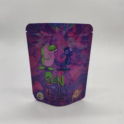 Buy CYMK Printed Heat Seal Foil Pouches Holographic Mylar Flat Bottom Gusset Bags GMP online manufacture