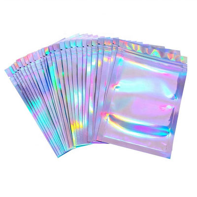 Buy Leak Proof Holographic ziplockk Pouches PET Resealable Zipper Bags online manufacture