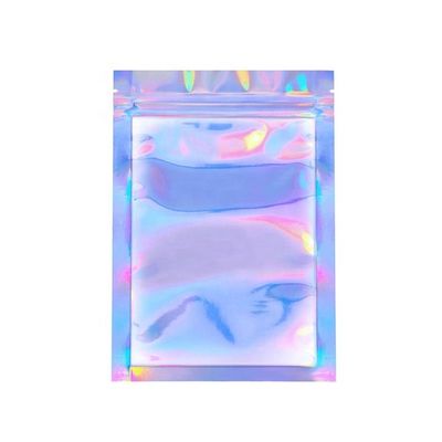 Buy Small Mylar Plastic Biodegradable Heat Sealing Zipper Three Sides Food Packaging Holographic Bag online manufacture