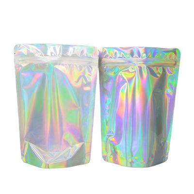 Buy Resealable Holographic Stand Up Pouch Mylar Packaging Bags Eco Friendly online manufacture