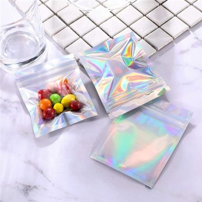 Buy HACCP Holographic Stand Up Pouch Zipper Top Mylar Foil Mini Pouches online manufacture