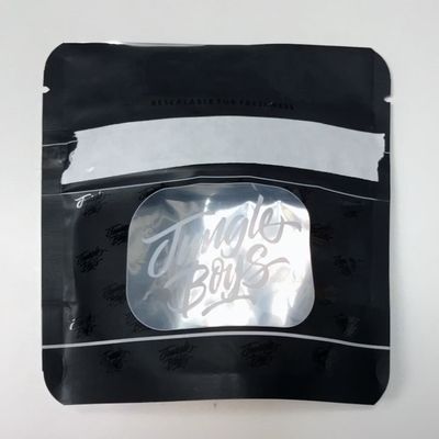 Buy VMPET Matte Black Stand Up Pouch 3.5g Mylar See Through Zip Bags online manufacture