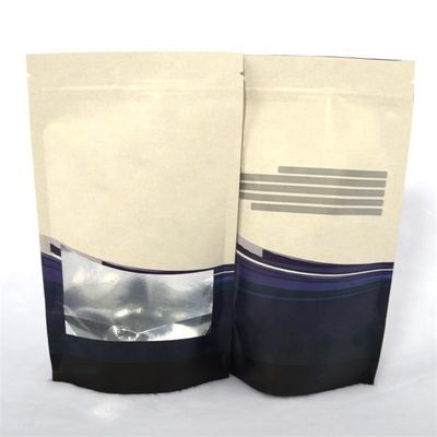 Buy OEM Printed Biodegradable Coffee Bags Resealable Kraft Paper Bags With Window online manufacture