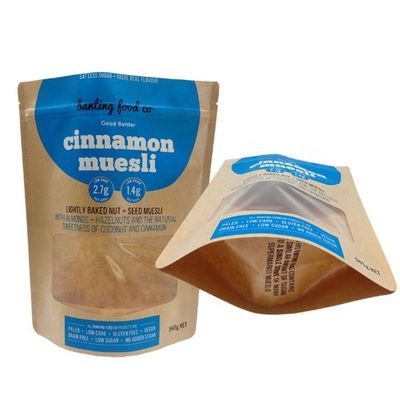 Buy Brown Kraft Paper Stand Up Pouch Waterproof Mega Resealable Bags ODM online manufacture