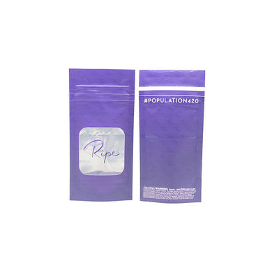 Buy Custom Logo Purple Plastic Stand up Zip Lock Pouch Packaging Mylar Bags with Window online manufacture