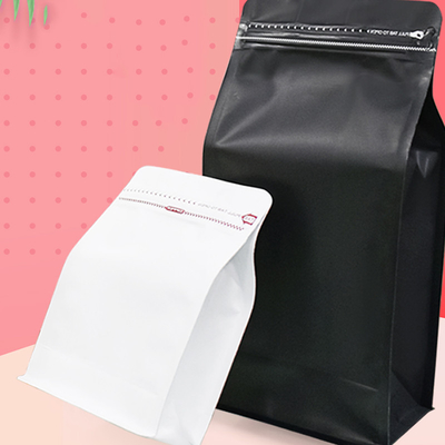 Custom Eight Side Seal Flat Bottom Coffee Bag 250g 500g 1000g With Valve